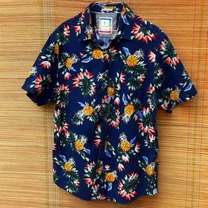 Denim & Flower Mens Hawaiian Style, Short-Sleeved, Button-Down Shirt